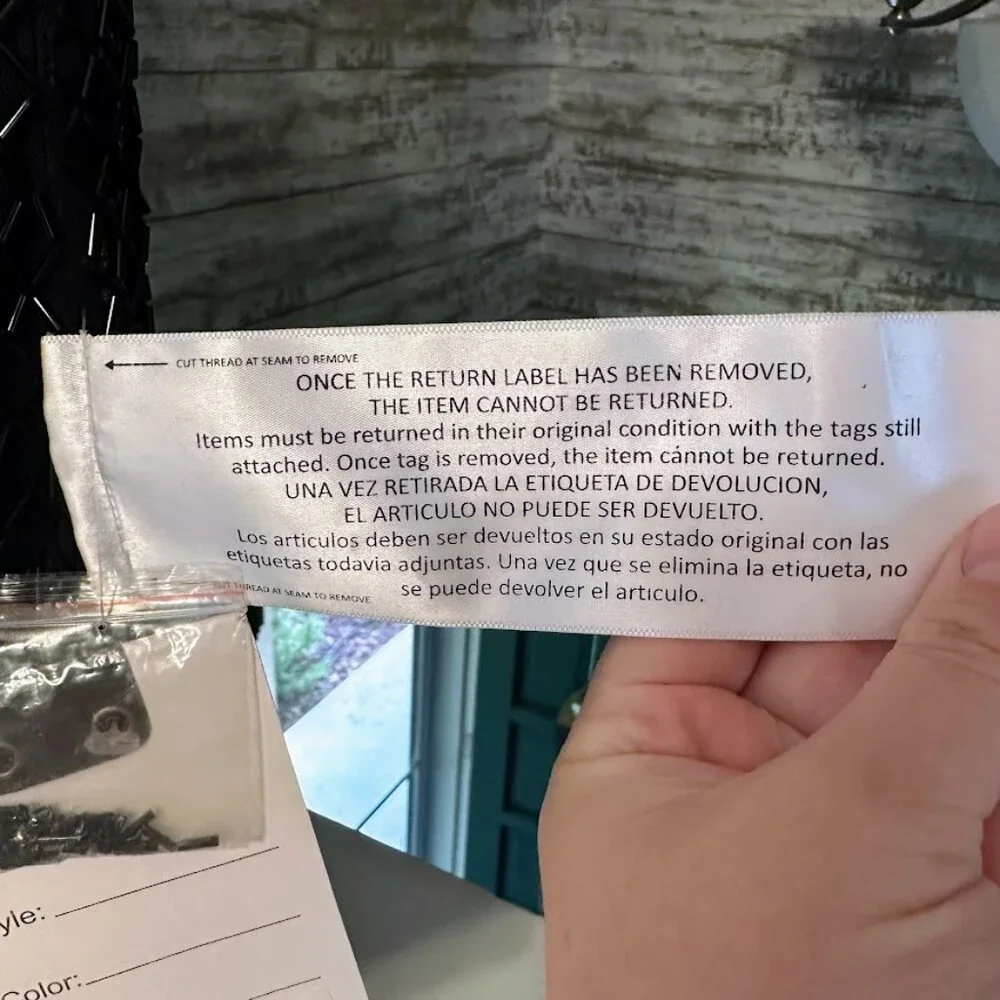 NWT Mac Duggal Black Beaded Spaghetti Strap Gown Sz 14 Formal Evening Dress - Picture 8 of 16